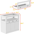 Homsee Wardrobe Armoire Closet with Lock, Walk-in Closet Island Dresser with Glass Showcase, Drawers & Doors, Modern Storage Display Cabinet for Bedroom, Fitting Room & Shops, White