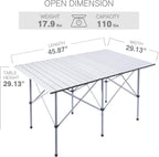 EVER ADVANCED Camping Table, Fold up Lightweight, 4-6 Person Portable Roll up Aluminum Table with Carry Bag for Outdoor, White