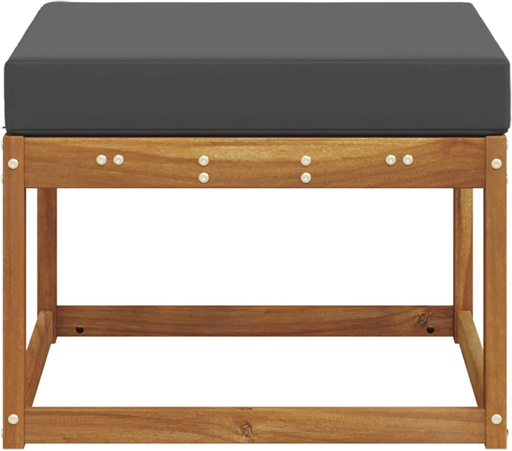 Solid Acacia Wood Outdoor Footstool with Modern Slatted Design, Versatile Modular Ottoman for Patio, Garden, and Backyard Seating Arrangements