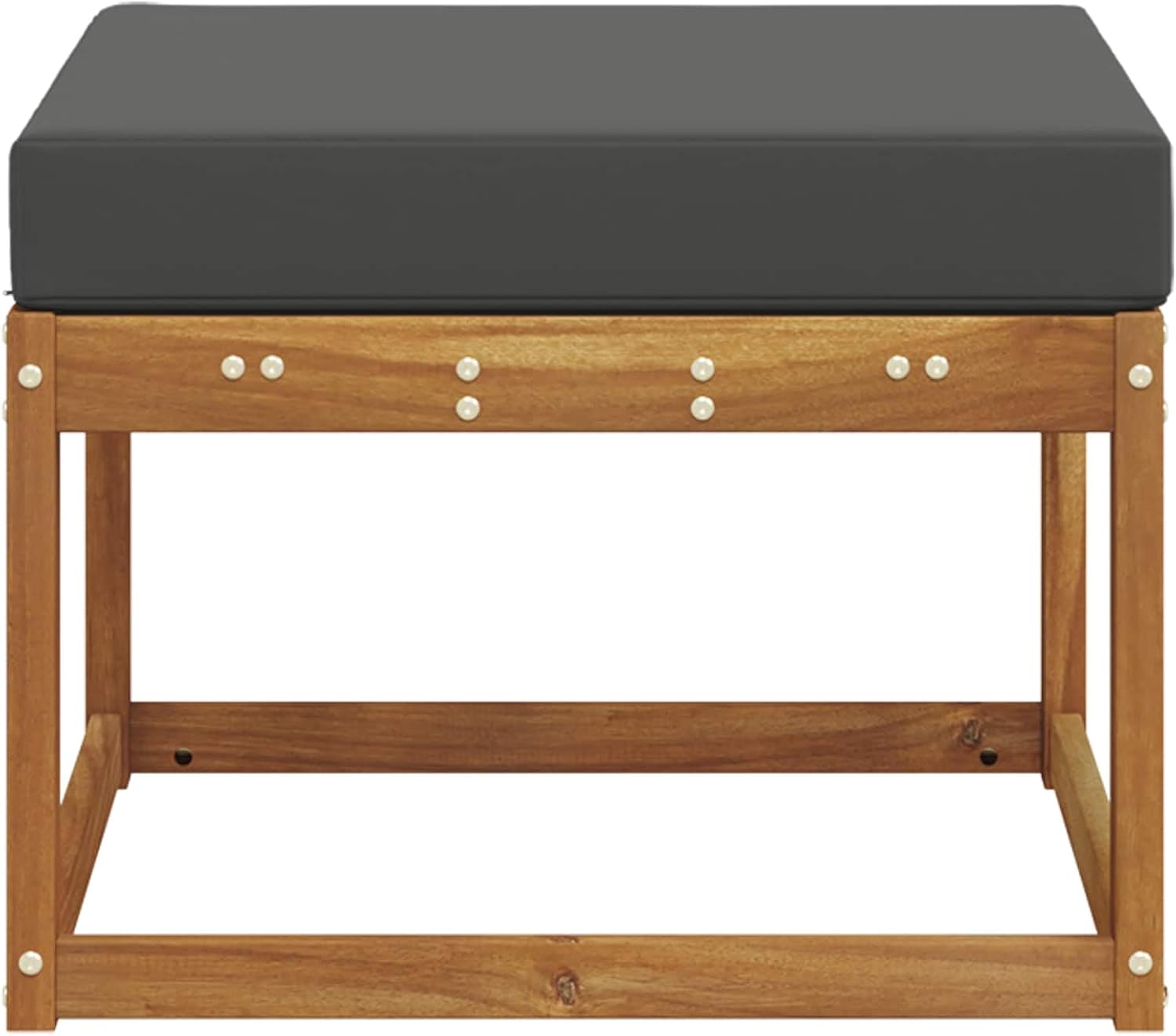 Solid Acacia Wood Outdoor Footstool with Modern Slatted Design, Versatile Modular Ottoman for Patio, Garden, and Backyard Seating Arrangements