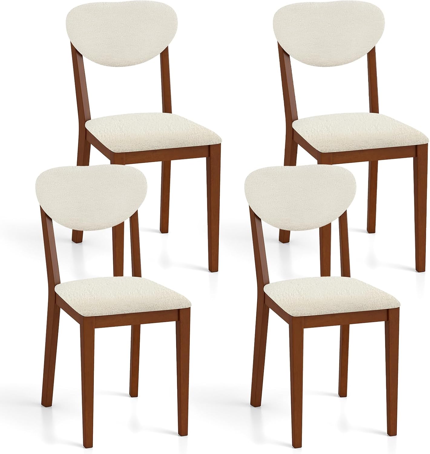 Giantex Sherpa Dining Chairs Set of 4, Modern Kitchen Chair w/Rubber Wood Legs, Padded Seat & Backrest, Armless Accent Side Chairs for Living Room, Dining Room, Restaurant