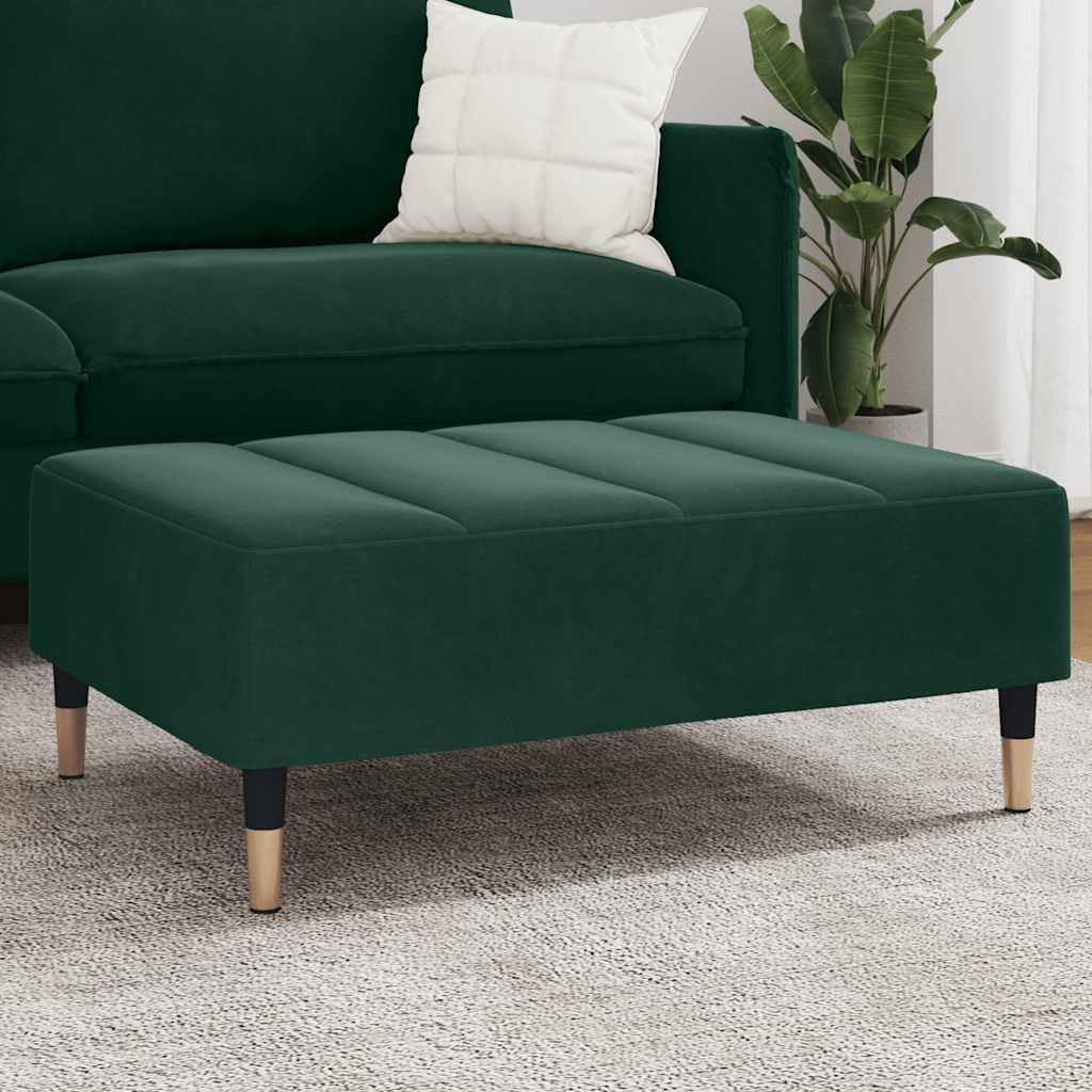 Dark Green Velvet Footstool, Stable Plywood Frame Footrest for Sofa or Recliner, Cozy and Compact Stool for Living Room