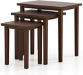 Giantex Nesting Tables Set of 3, Farmhouse Stacking Side Table with Rubber Legs, Wooden Rectangle Accent End Table, Nesting Coffee Tables for Living Room Bedroom (Walnut)