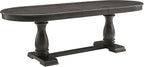 Mid-Century Modern Wooden Dining Table Extendable Oval Dining Table with 18" Leaf and Heavy Duty Column Legs, 76-inch Oversized Oval Wood Diningtable