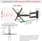 Barkan 30'' Long TV Wall Mount, 13-65 inch Full Motion Articulating - 4 Movement Flat/Curved Screen Bracket, Holds up to 80lbs, Extremely Extendable, Fits LED OLED LCD