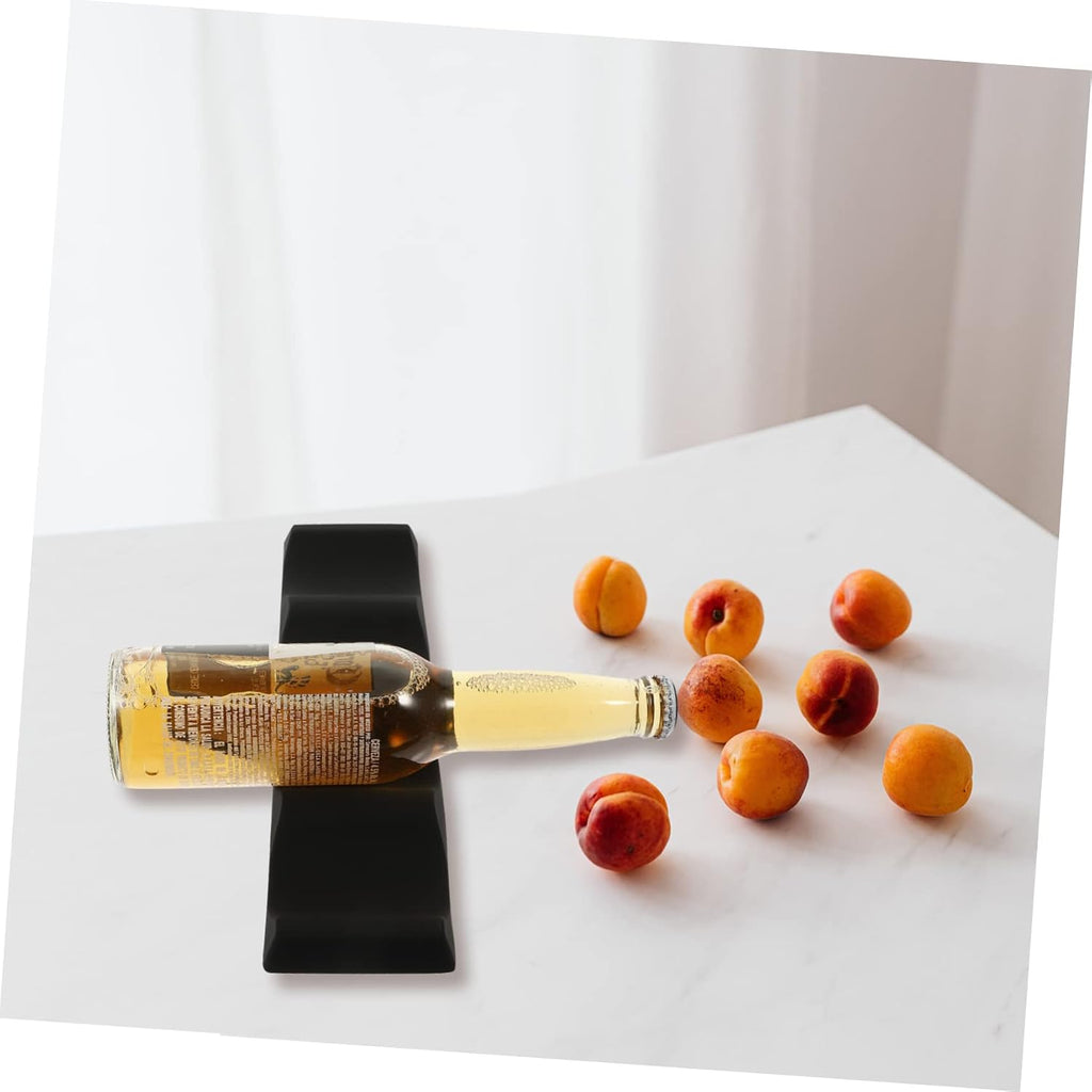 SOLUSTRE 2pcs Non-Slip Silicone Wine Bottle Tray Stackable Modern Wine Holder for Home and Bar Black Bottle Organizer Design for Easy Storage