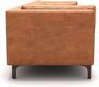 Valencia Mary Leather Couch 93" | Top Grain Nappa 11000 Leather Wide Seat, Solid Wood Frame, Plush Cushioning, Top-Stitched French Seams, Saddle Tan