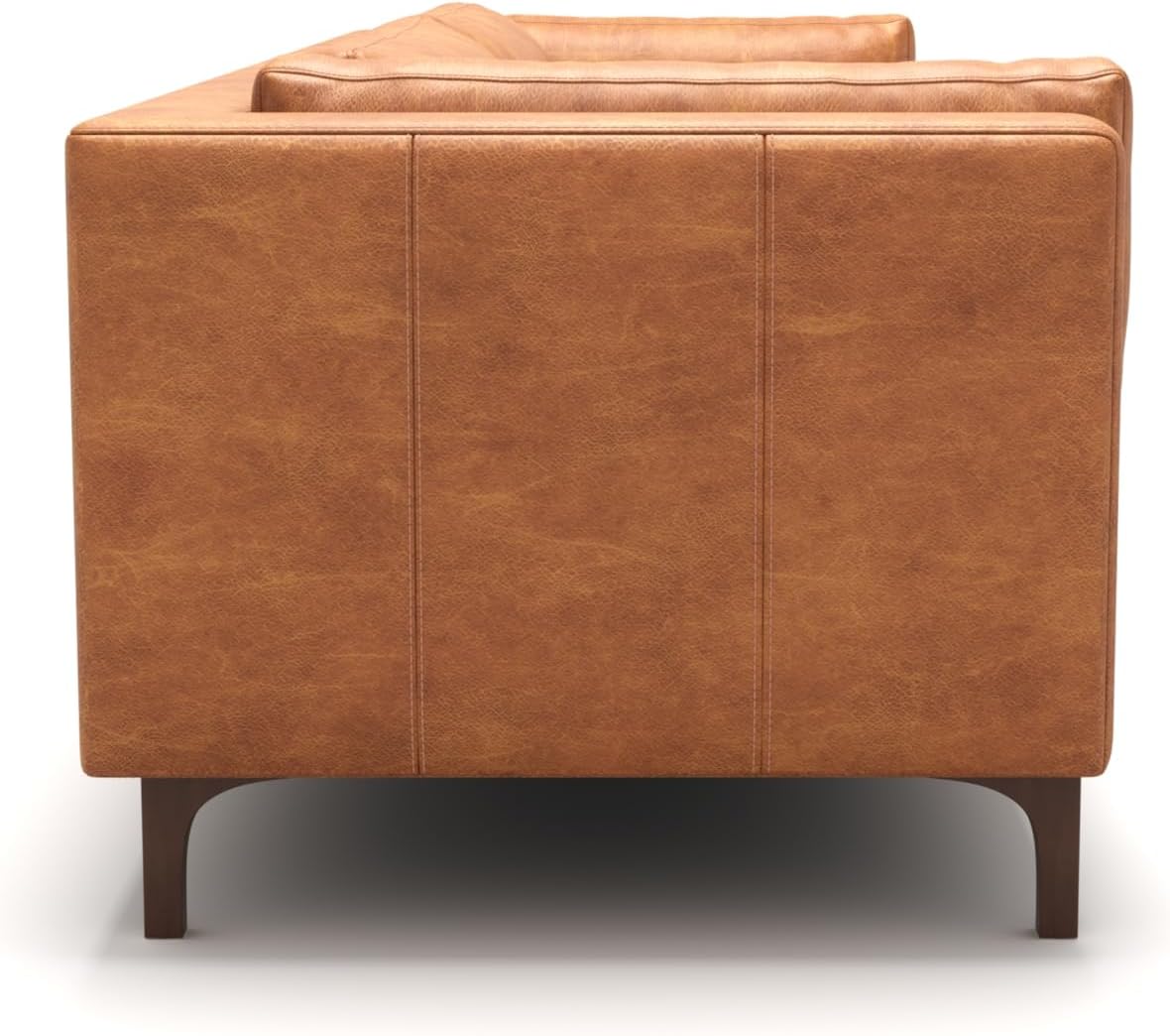 Valencia Mary Leather Couch 93" | Top Grain Nappa 11000 Leather Wide Seat, Solid Wood Frame, Plush Cushioning, Top-Stitched French Seams, Saddle Tan