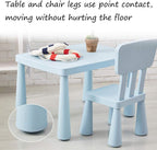 Soerreo Children's Tables and Chairs Kindergarten Baby Study Table and Chairs Plastic Game Table Removable (Chair Light Blue)