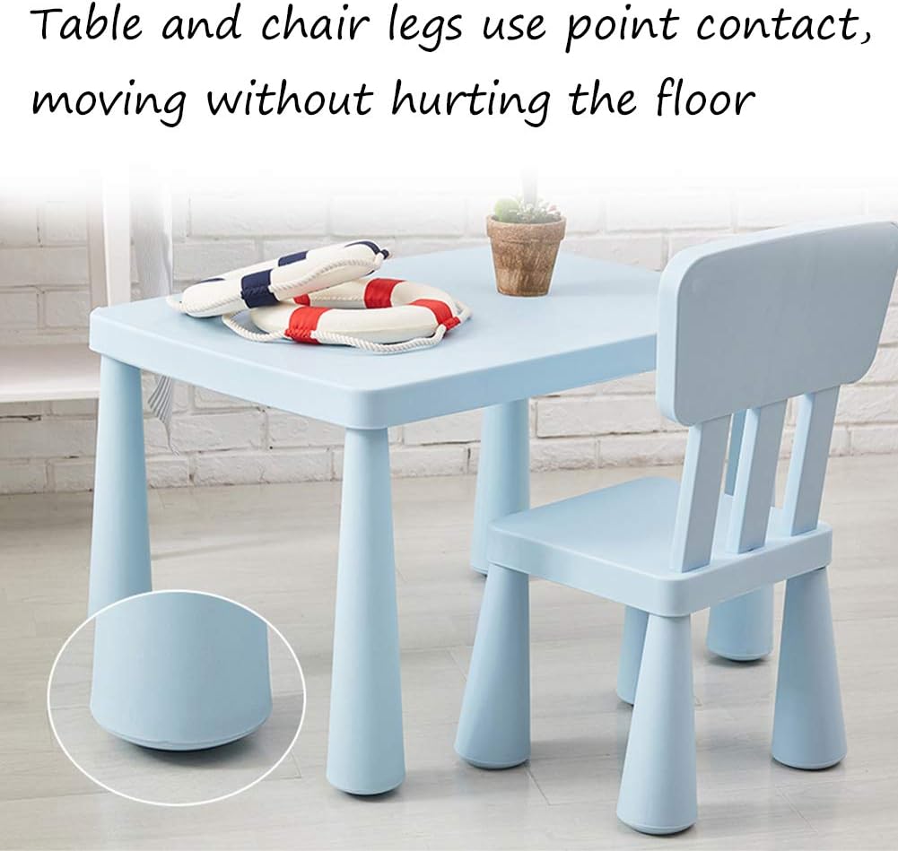 Soerreo Children's Tables and Chairs Kindergarten Baby Study Table and Chairs Plastic Game Table Removable (Chair Light Blue)