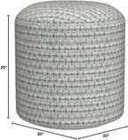 LR Home Interwoven Coastal Delight Indoor Outdoor Pouf, Blue/Green/White, 20" x 20" x 20"