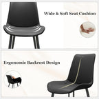 Modern Dining Chairs Set of 6, PU Leather Dining Room Chairs, Upholstered Kitchen Chairs with Ergonomic Backrest & Sturdy Metal Legs, Perfect for Dining Room, Living Room, Black