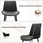 Black Dining Chairs Set of 4, PU Leather Dining Room Chairs, Upholstered Kitchen Chairs with Ergonomic Backrest & Sturdy Metal Legs, Perfect for Dining Room, Living Room, Black