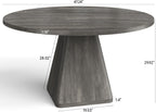 ONBRILL 47 Inch Round Dining Table for 4-6,Square Pedestal Base,Grey | Circle Kitchen Table with Thickened Tabletop, Modern Dining Room Tables, Dinner Tables for Kitchen Small Space (Table Only)