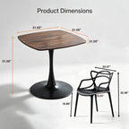 Table with 4 Chairs for Small Spaces, Pedestal Base Table | Easy Maintenance，UV Protection，Single-pedestal square dining table，Stackable for Easy Storage