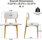 weselon Mid-Century Modern Dining Chairs Set of 4, Upholstered Velvet Dining Room Chairs with Ergonomic Curved Backrest, Wood Grain Metal Frame with Adjustable Feet (Natural Frame+Gray White Seat, 4)