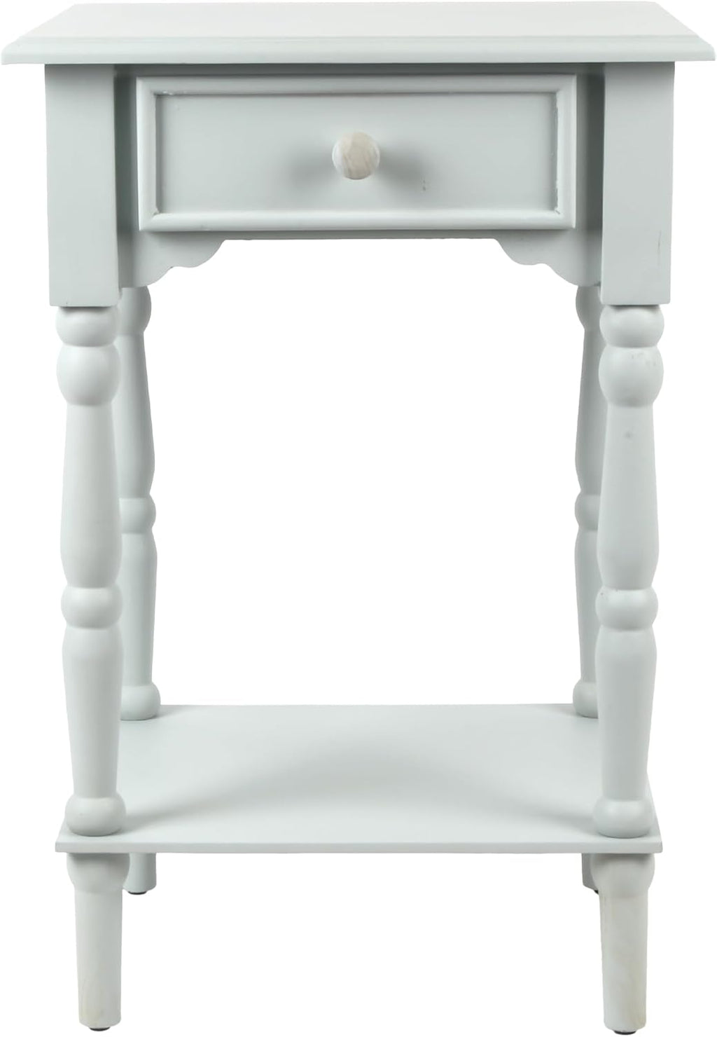 Decor Therapy Jane Nightstand Side Table with a Drawer, Shelf, Traditional Design, Ice Blue 17" D x 14" W x 26" H