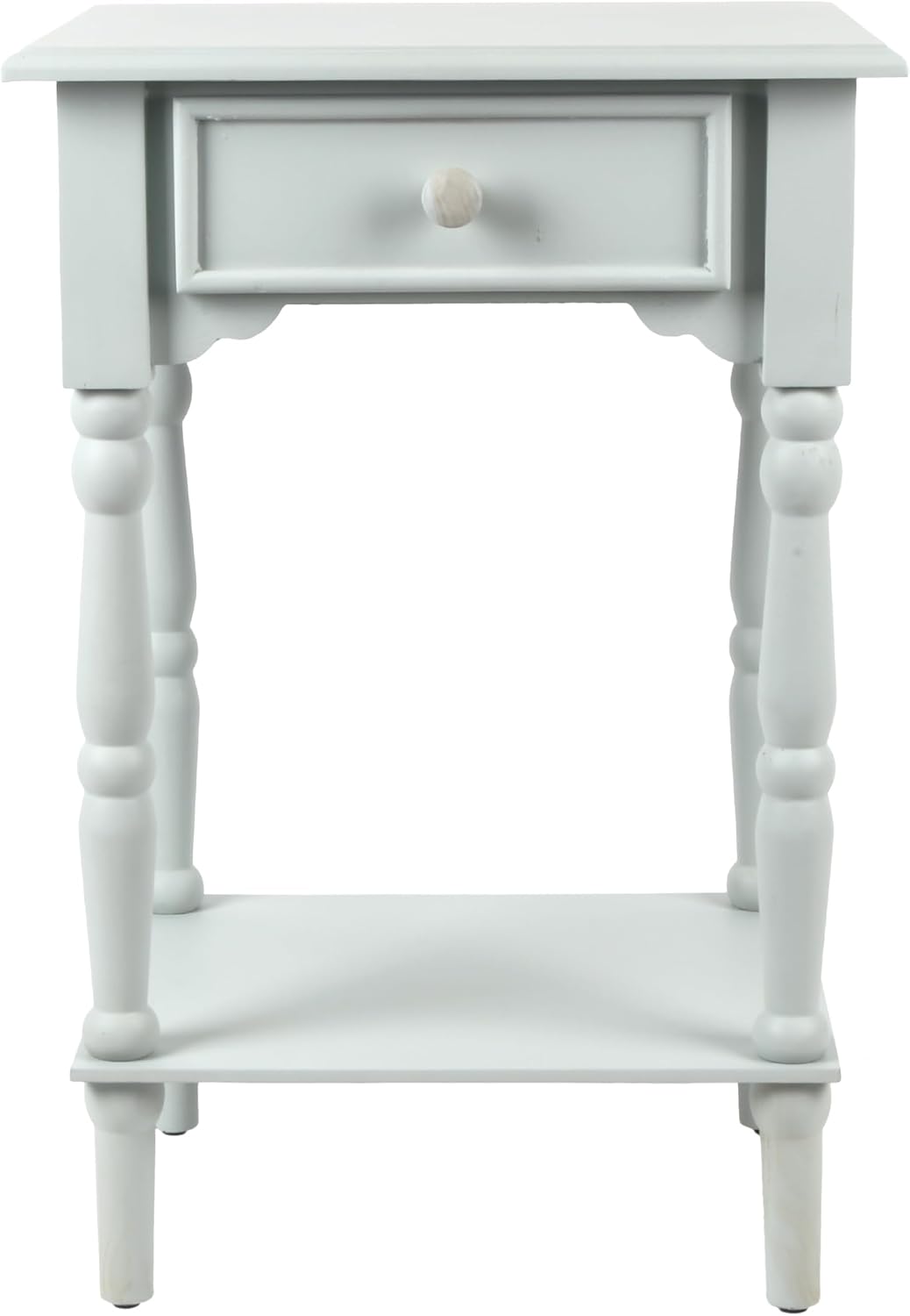 Decor Therapy Jane Nightstand Side Table with a Drawer, Shelf, Traditional Design, Ice Blue 17" D x 14" W x 26" H