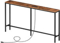 MAHANCRIS 55.1 Skinny Console Table with Power Outlets, 5.9" Slim Sofa Table Behind Couch, Long Entryway Tables, Narrow Sofa Hallway Table, Living Room CTHR145E01