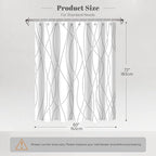 Punkray Grey Shadow Shower Curtain for Bathroom with Hooks, Shower Curtain Set Stripe Bath Curtains Decor White Shower Curtains Weighted Hem Washable, 60 x 72