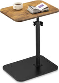 ZEAPTAC C-Shaped Side Table, 360° Swivel Height Adjustable, Lightweight Portable TV Tray Snack End Table for Couch Sofa Bed Small Spaces-Dark Brown Wood