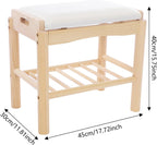 Shoe Bench with Cushion, 2-Tier Bamboo Shoe Rack Bench, Entryway Shoe Storage Organizer with Compartment, Wooden Shoe Storage Bench for Hallway, Living Room, Closet, Bedroom (Burlywood)