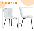 Dining Chairs Set of 4, White Linen Kitchen Chairs Heavy Duty Restaurant Chair Striped Modern Parson Chair with Metal Leg for Kitchen Restaurant Dining Room