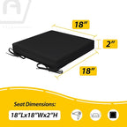 AAAAAcessories Outdoor Seat Cushions for Chairs, Waterproof, Fade-Resistant, 18" x 18" x 2", Patio Furniture Replacement Cushions, Set of 2, Charcoal Black