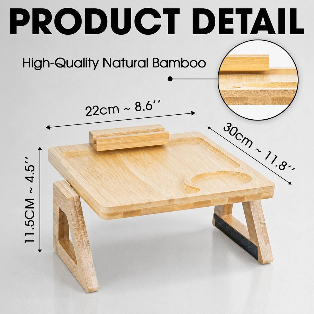Wrappiness Custom Engraved Couch Arm Table for Dad, Wood Sofa Arm Rest Tables with 360° Phone Holder, Portable Sofa Armrest Tray for Drink Snacks, Gift for Fathers Day (Best Dad Ever)