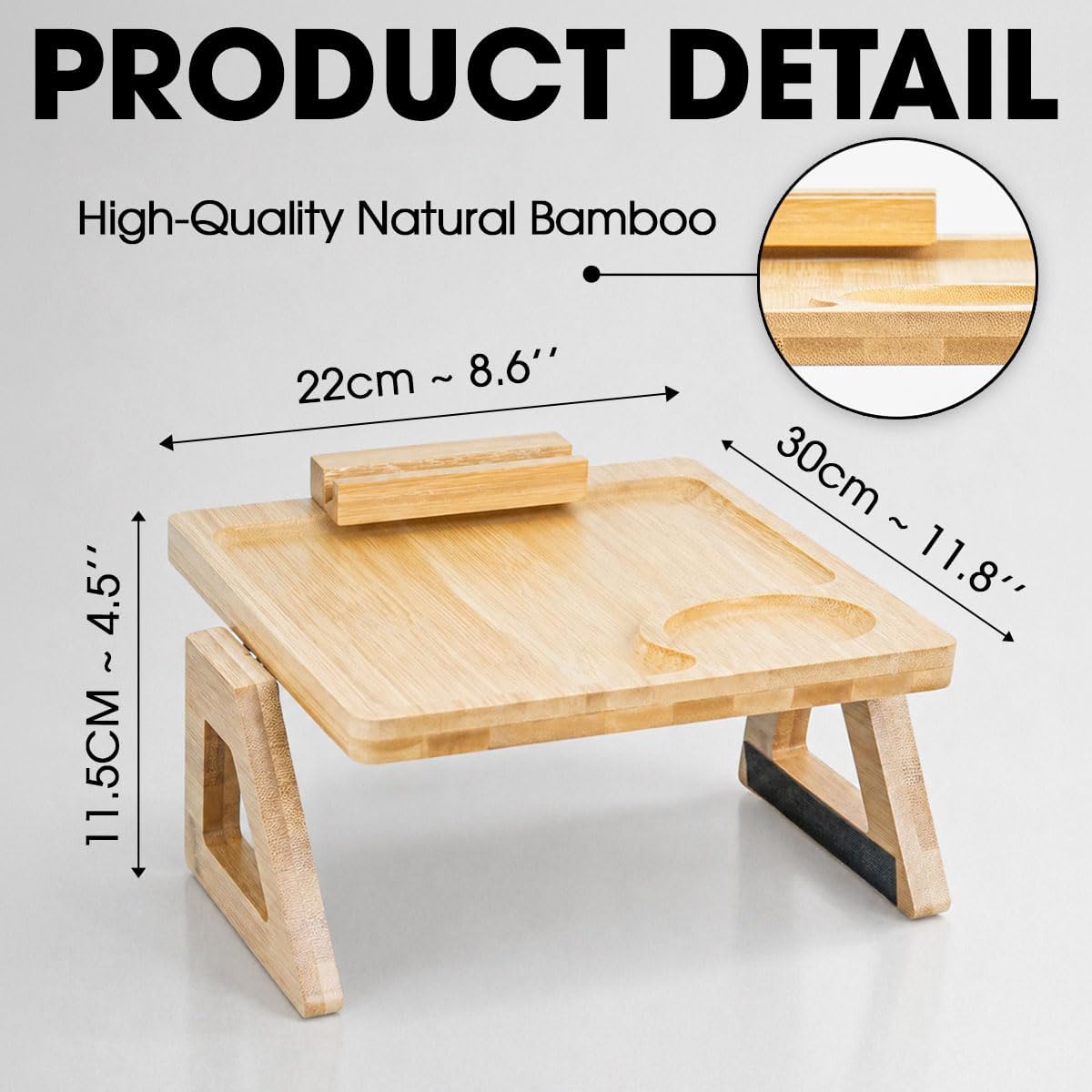 Wrappiness Custom Engraved Couch Arm Table for Dad, Wood Sofa Arm Rest Tables with 360° Phone Holder, Portable Sofa Armrest Tray for Drink Snacks, Gift for Fathers Day (Best Dad Ever)
