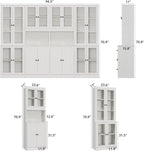 TUSY VOWNER 71'' Tall Pantry Cabinet, Kitchen Hutch Storage Cabinet, Buffet Hutch, China Cabinet with Glass Doors, 5-Tier Storage Cabinets for Dining Room, Kitchen, Living Room (White)