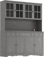 Timechee 75.9" Tall Kitchen Pantry Storage Cabinet with Drawers, Farmhouse Storage Hutch Cabinet with Doors and Shelves, Kitchen Food Pantry Cupboard and Coffee Bar Station for Dining Room, Grey