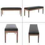 chairus Linen Upholstered Entryway Bench Dining Table Benches Farmhouse Shoe Bench Seat for Hallway Bedroom End of Bed Vintage 45.5" Wooden Leg Benches for Kitchen Restaurant Window, Charcoal