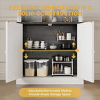 GAOMON 71" Tall Pantry Cabinet with LED Lights, Freestanding Storage Cabinets with Hutch, Kitchen Pantry with 2 Doors and Adjustable Shelves for Dining Room, Living Room