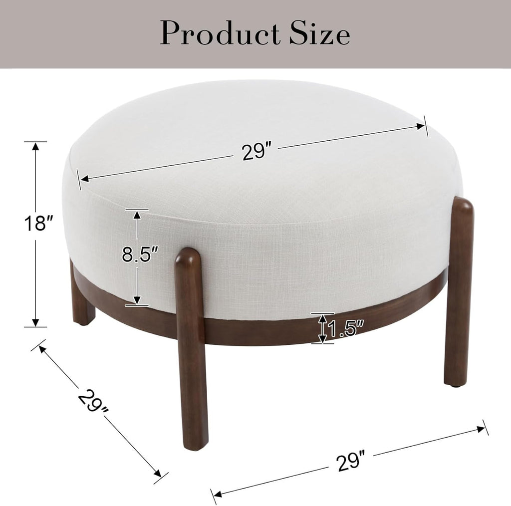 Ya-Home Modern Ottoman, Soft Sherpa Fabric Footrest Bench with Solid Wooden Legs Single Seat for Living Room Bedroom, Beige