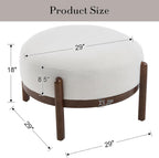 Ya-Home Modern Ottoman, Soft Sherpa Fabric Footrest Bench with Solid Wooden Legs Single Seat for Living Room Bedroom, Beige