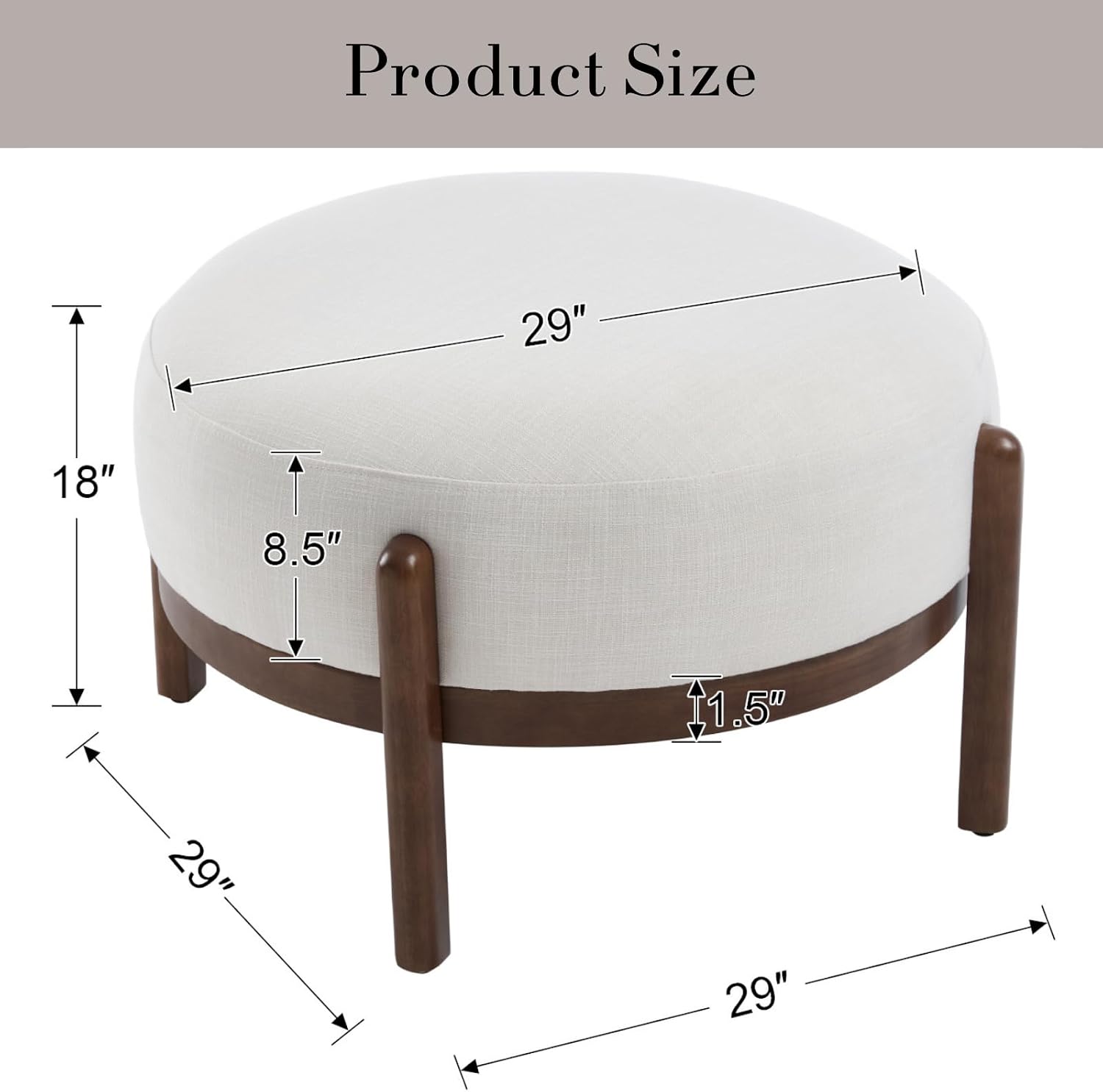 Ya-Home Modern Ottoman, Soft Sherpa Fabric Footrest Bench with Solid Wooden Legs Single Seat for Living Room Bedroom, Beige