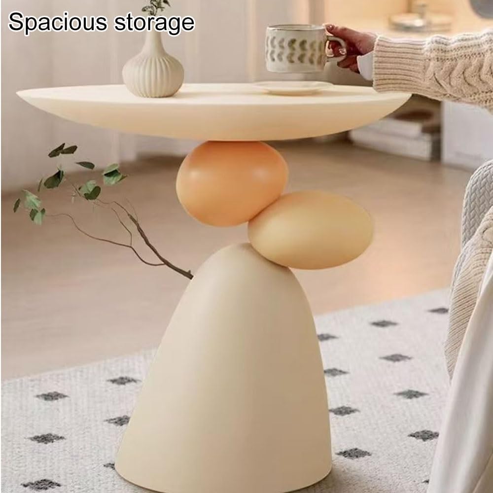 Multifunctional Resin Side Table, Distinctive End Table, Good Luck Coffee Table, Sofa Centre Table, Furniture for Living Room Decorations(White)