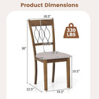 Giantex Dining Chairs Set of 4, Fabric Upholstered Armless Kitchen Chairs w/Hollowed Backrest, Padded Seat, Rubber Wood Frame, Farmhouse Side Chairs for Living Room Restaurant, Rustic Brown