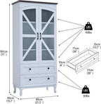 72" Tall Pantry Cabinet, Wood Arched Kitchen Pantry Storage Cabinets with 2 Glass Door and Adjustable Shelves, White Farmhouse Buffet Cupboard for Kitchen, Dining Room, Living Room and Bathroom