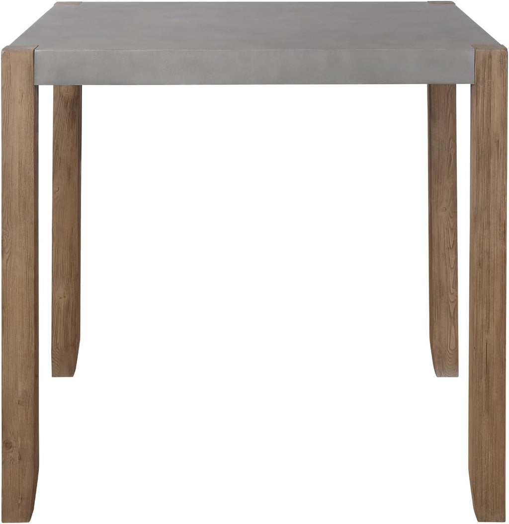 Alaterre Furniture Newport Dining Table for 4 – Rustic Industrial 42” x 36” Kitchen Table with Gray Faux Concrete Top & Light Amber Wood Legs