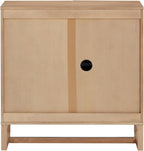 Nathan James Paxton Mid-Century Modern Wood Storage Cabinet with Doors, Arched Storage Cabinet for Living Room or Kitchen with Rattan Door Details, Raw Oak