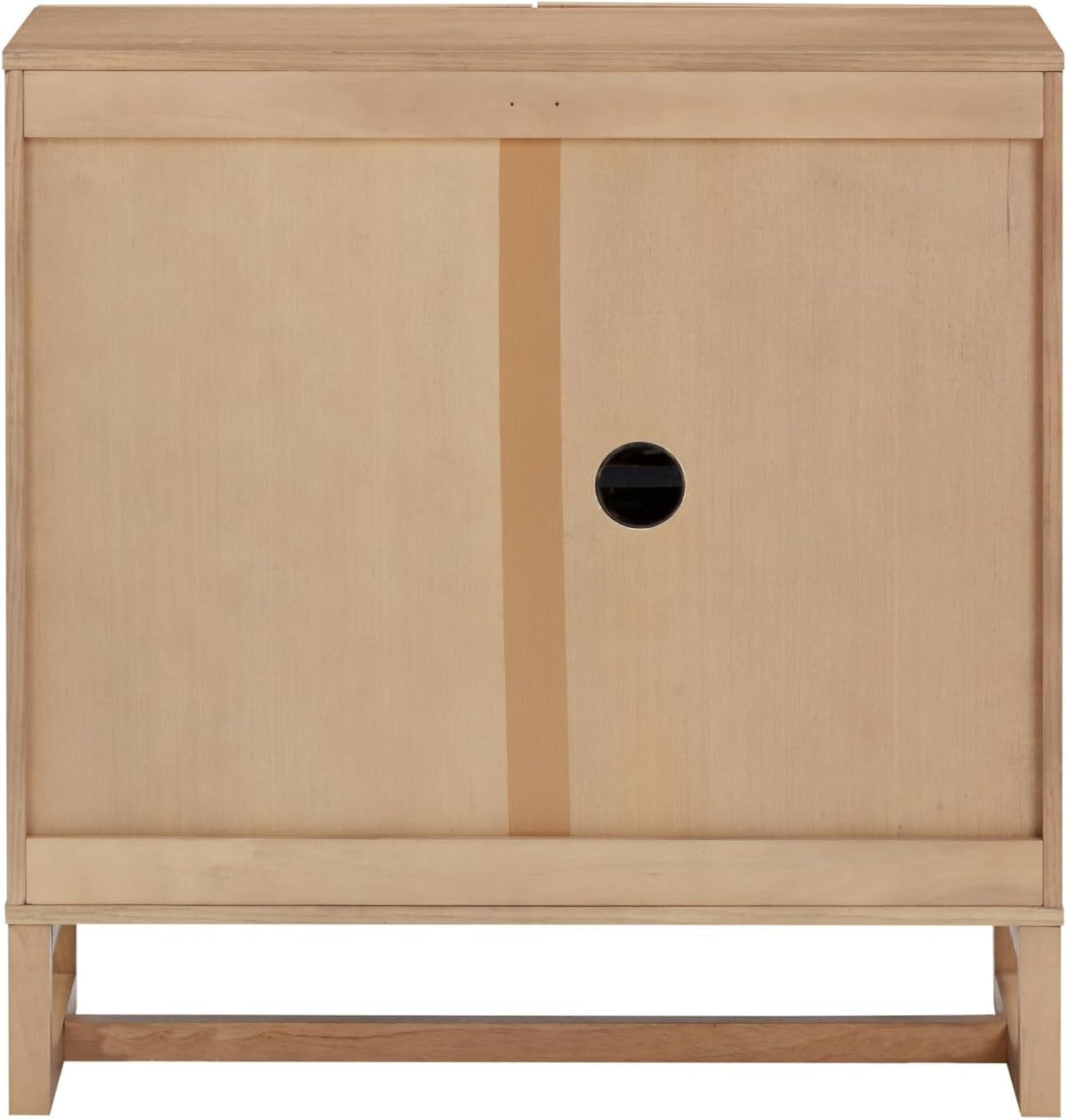 Nathan James Paxton Mid-Century Modern Wood Storage Cabinet with Doors, Arched Storage Cabinet for Living Room or Kitchen with Rattan Door Details, Raw Oak
