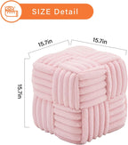 Faux Fur Ottoman Footrest 15.7" Square Vanity Stool, No Assembly Required, Soft Padded Seat for Bedroom, Living Room, Entryway (Pink-1)