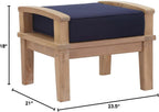 Modway Marina Outdoor Patio Teak Ottoman, Natural Navy
