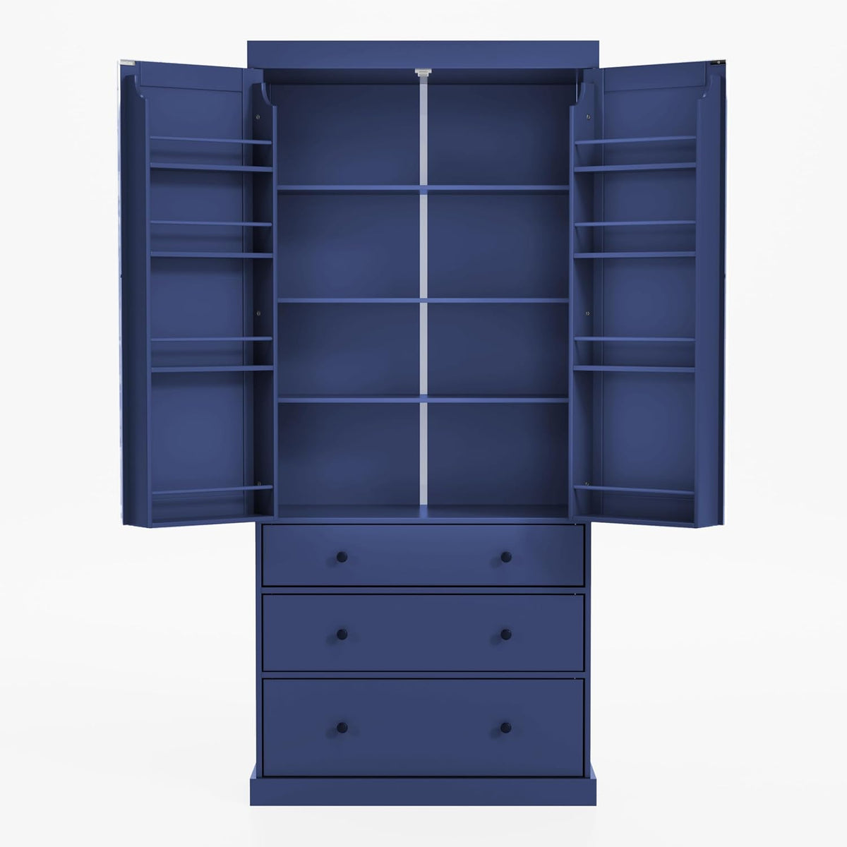 JIJIWANG 77inch Farmhouse Kitchen Pantry Storage Cabinet with Adjustable Shelves and Storage Cabinet,Versatile Cupboard with Door Shelves and Drawers,for Kitchen,Dining Room,Blue