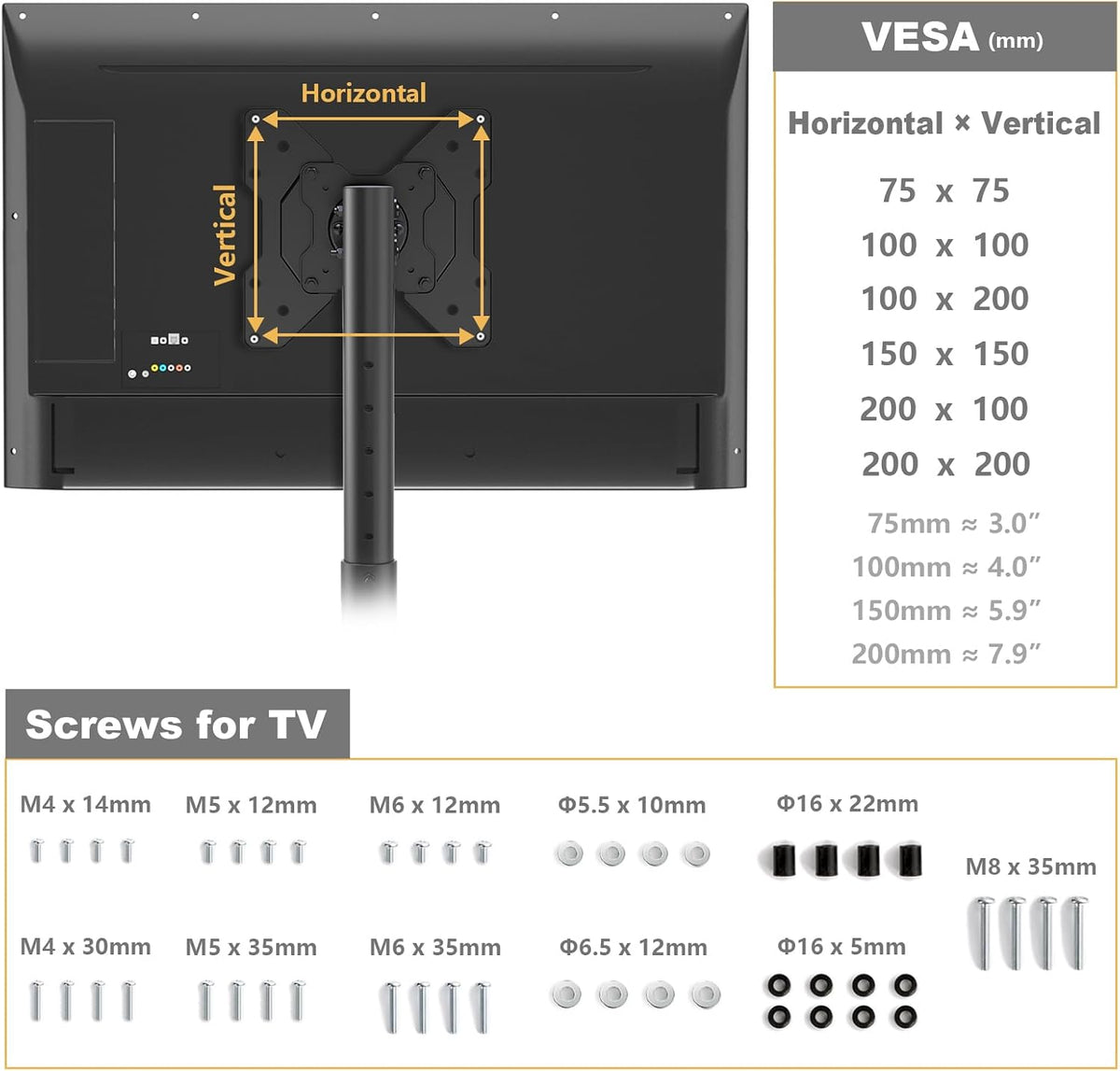 TVON TV Floor Stand for 13-50 inch LCD LED Flat/Curved Panel Screen TVs up to 44 lbs, Height Adjustable TV Stand Mount with VESA 200x200, Portable TV Stand for Bedroom, Dorm Room, Office | Tilting and Rotating Mount, Portrait to Landscape, Height