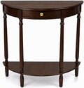 Decor Therapy Truro Half Round Console Table, Traditional Entryway Table with Drawer and Lower Shelf, Classic Hall or Sofa Table for Foyer, Living Room, Walnut