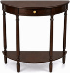 Decor Therapy Truro Half Round Console Table, Traditional Entryway Table with Drawer and Lower Shelf, Classic Hall or Sofa Table for Foyer, Living Room, Walnut