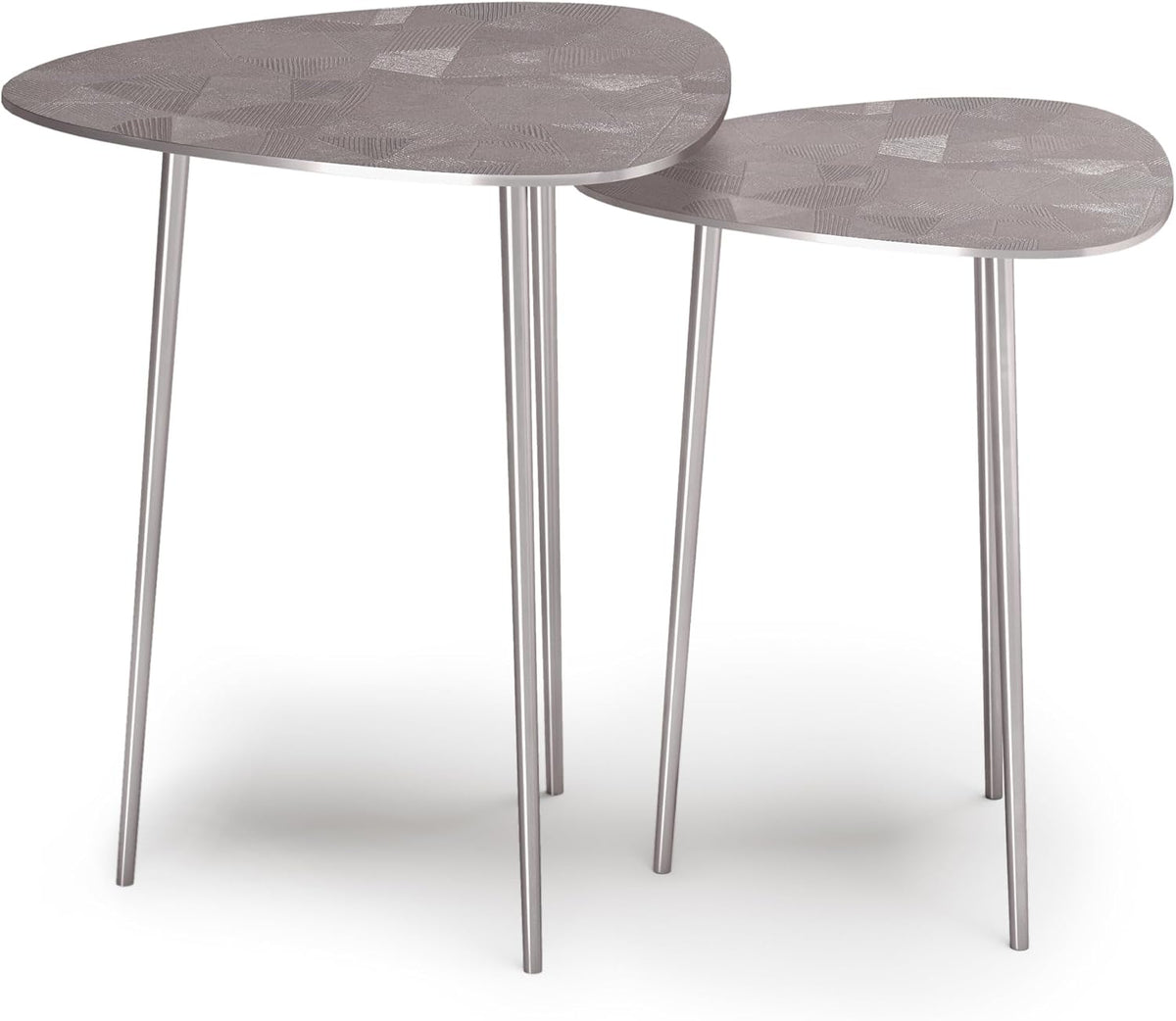 2-Piece Metal Nesting Table - Nickel with Gray, Iron, 19.7 x 19.7 x 21.7 | Handcrafted cast aluminum nesting tables with nickel finish